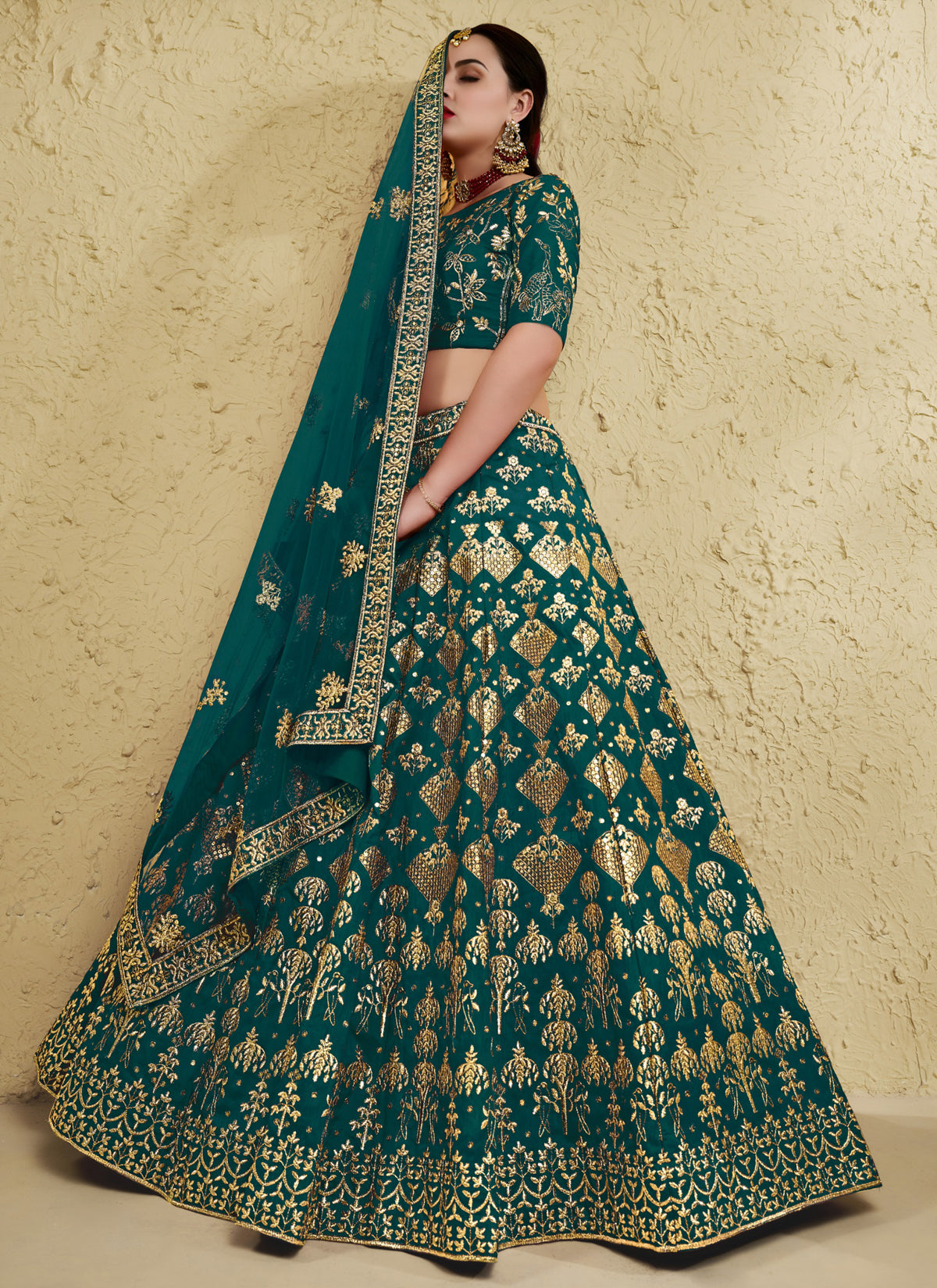 Green Art Silk With Zari & Sequins Embroidered Designer Lehenga Choli