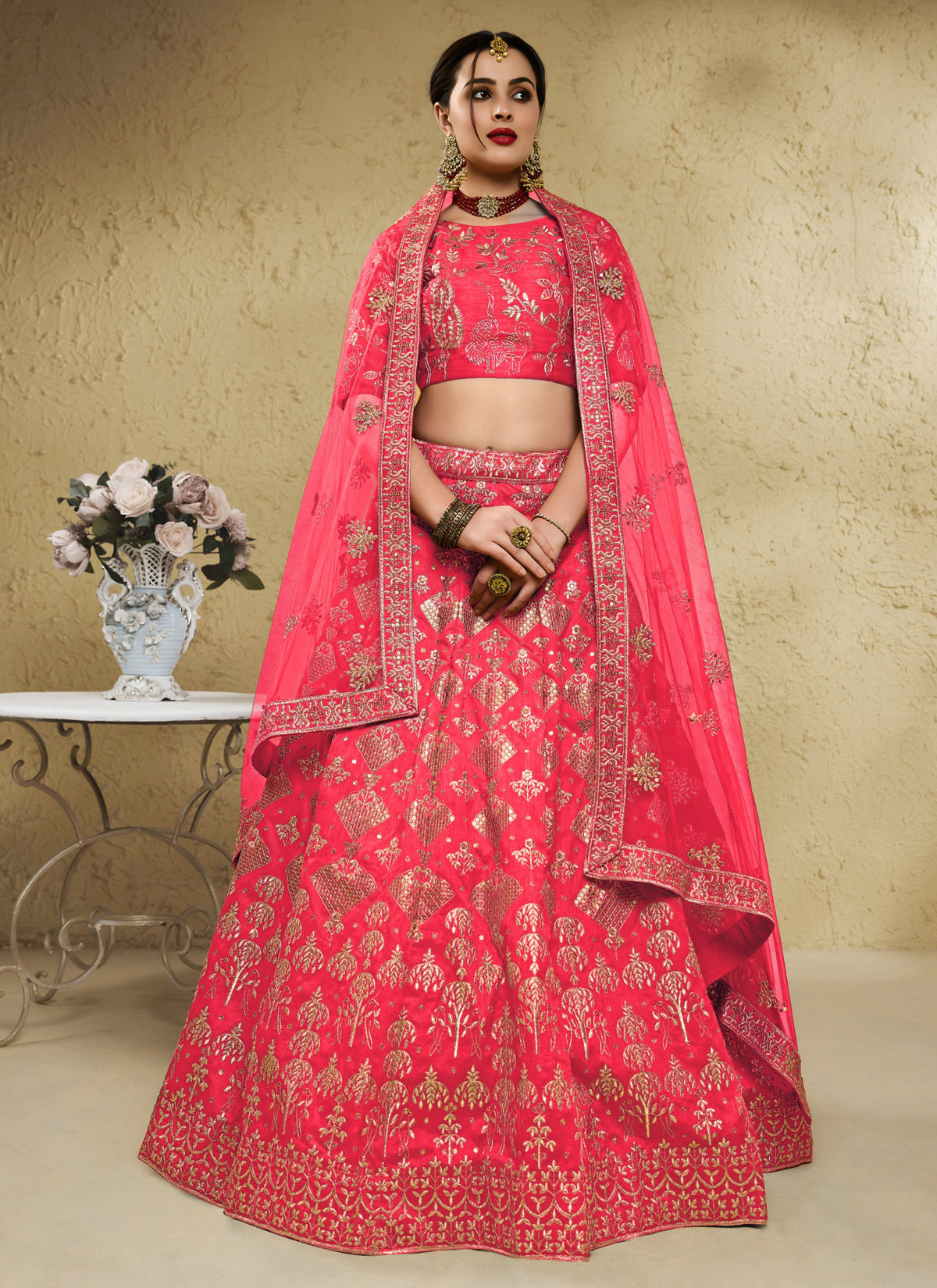 Light Pink Art Silk With Zari & Sequins Embroidered Designer Lehenga Choli
