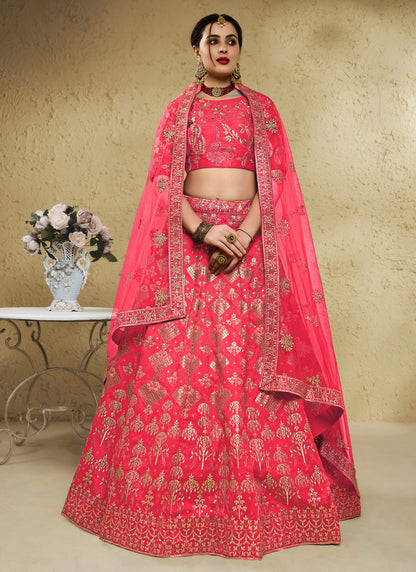 Light Pink Art Silk With Zari & Sequins Embroidered Designer Lehenga Choli