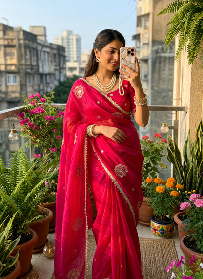 Pearl Work Saree