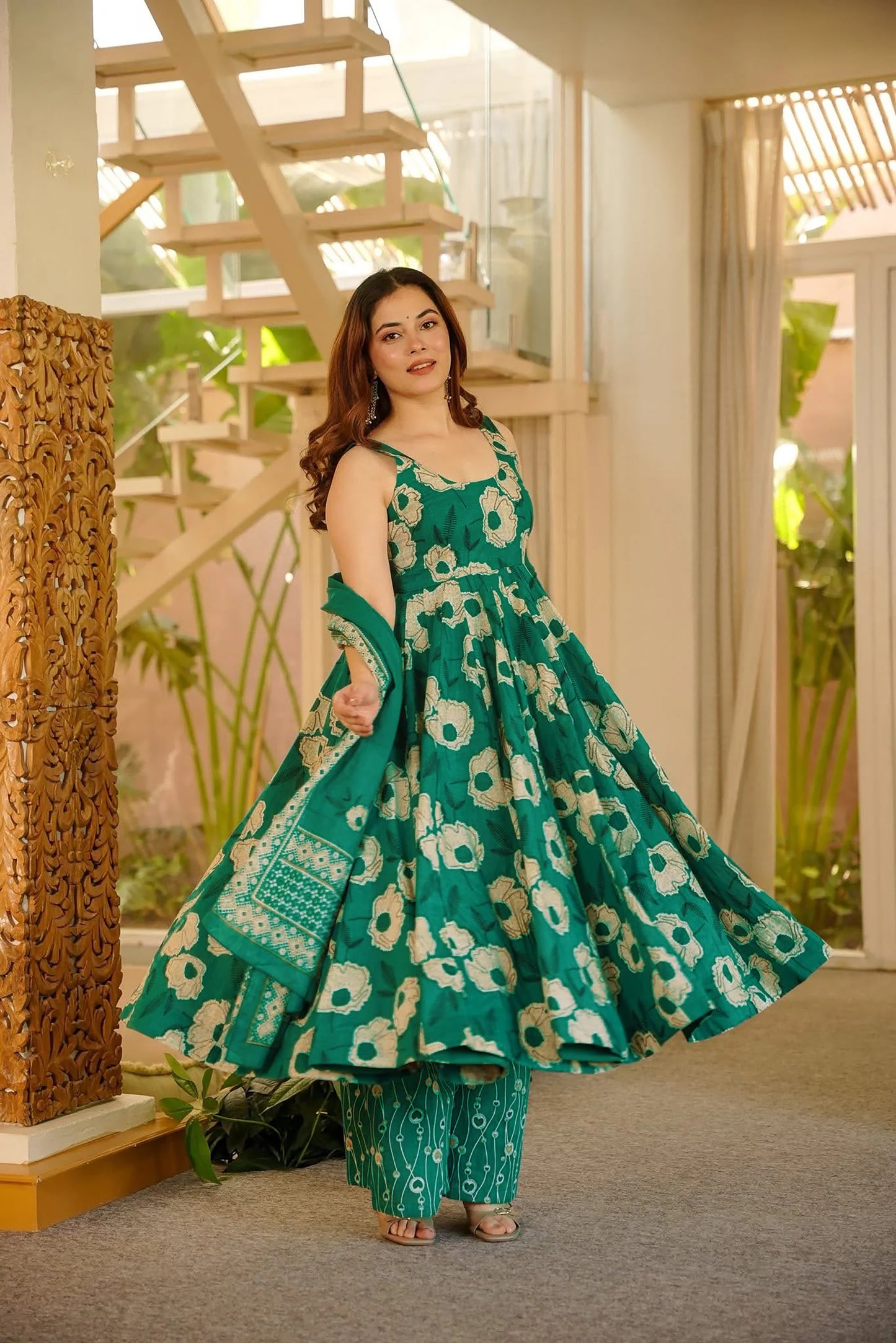 Mehreen Magenta Ethnic Flared Kurta Set