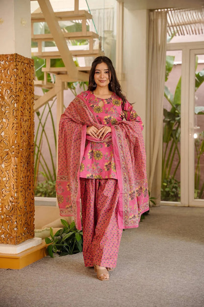 Classic Neutral Printed Kurti Pant Set