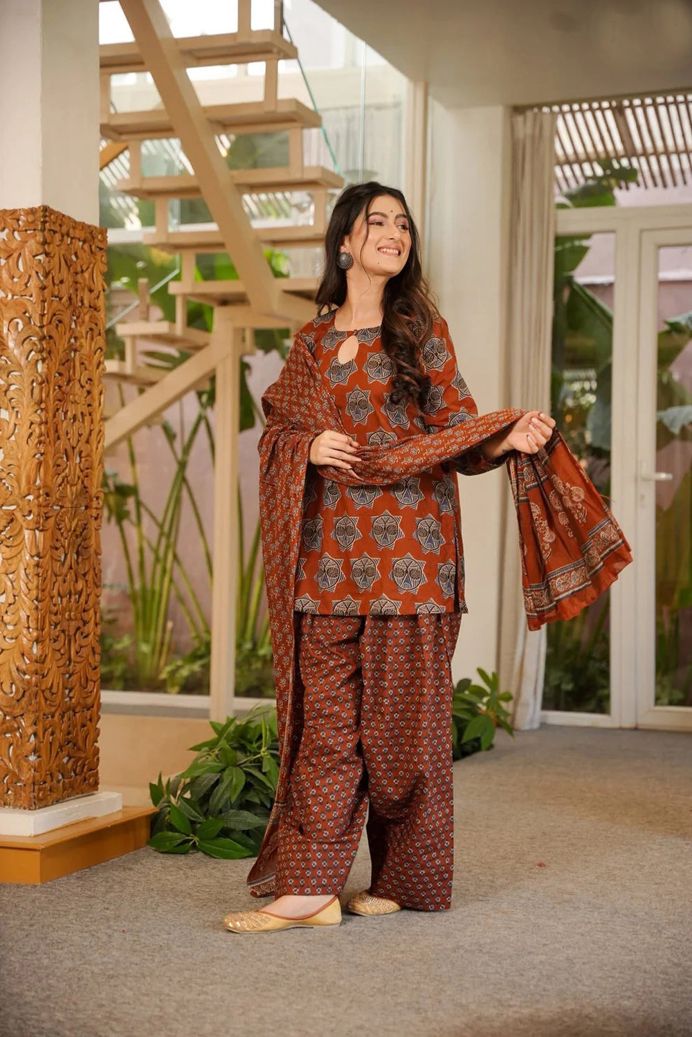 Designer Printed Ethnic Wear Set With Dupatta