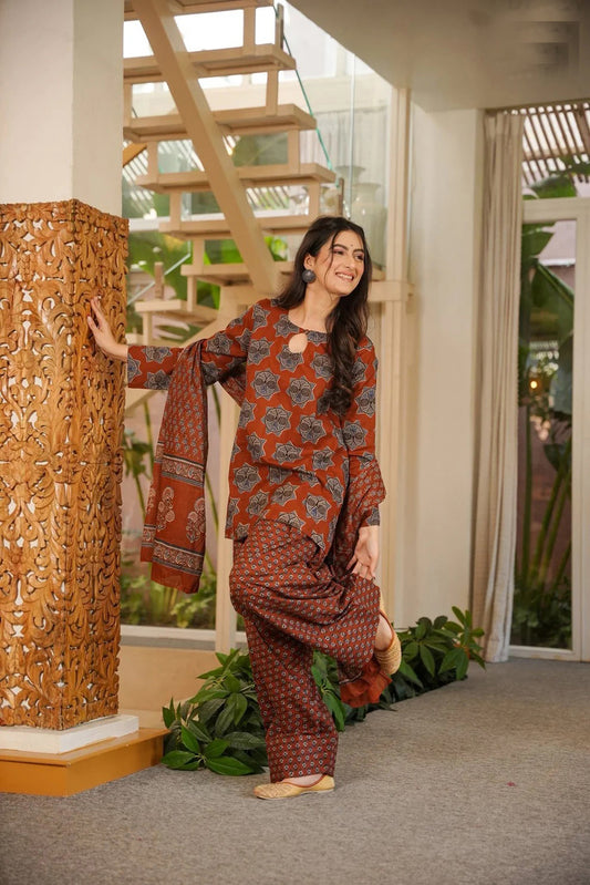 Designer Printed Ethnic Wear Set With Dupatta