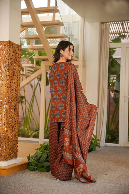 Designer Printed Ethnic Wear Set With Dupatta