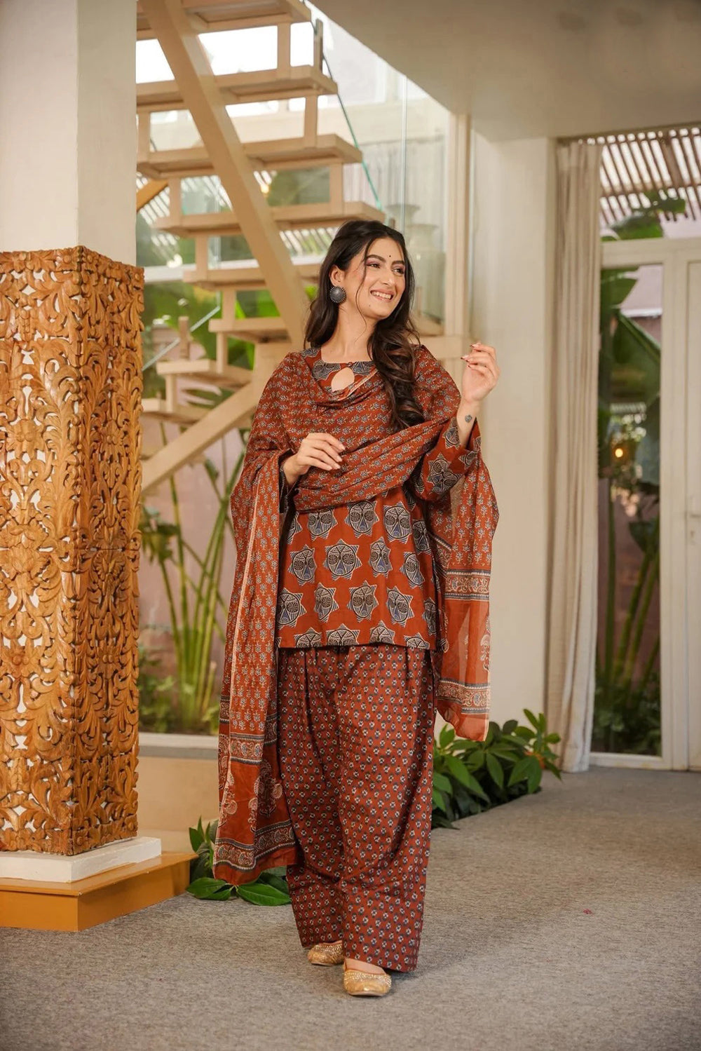 Designer Printed Ethnic Wear Set With Dupatta