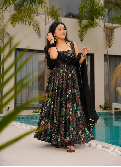 Beautiful digital printed Ethnic wear gown set collection