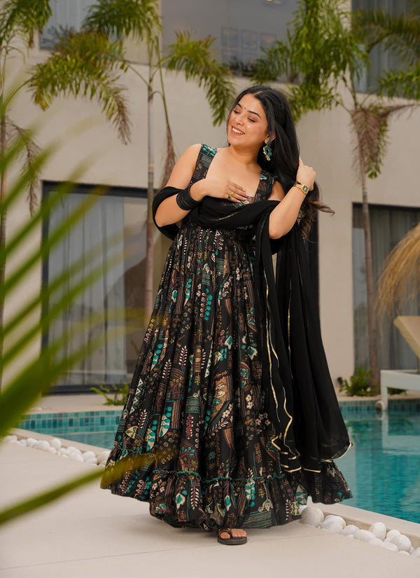 Beautiful digital printed Ethnic wear gown set collection