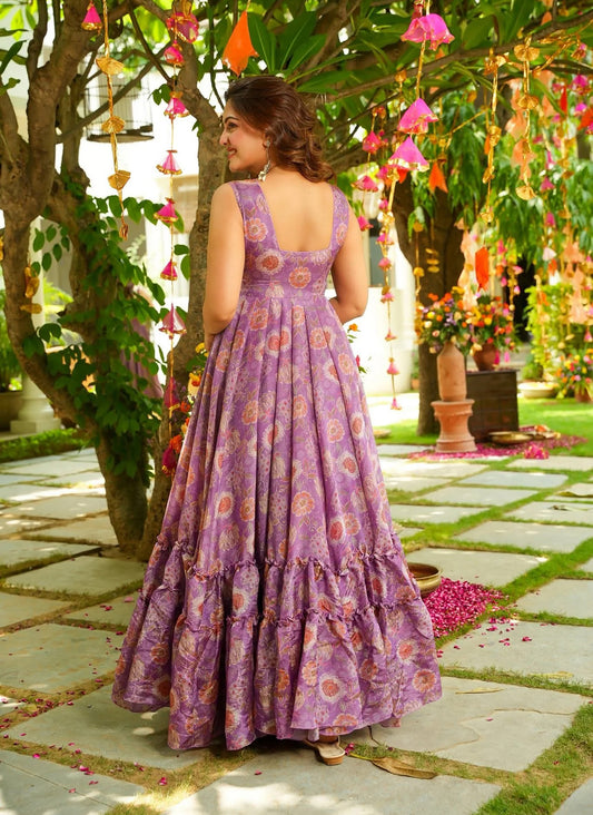 Beautiful digital printed Ethnic wear gown set collection