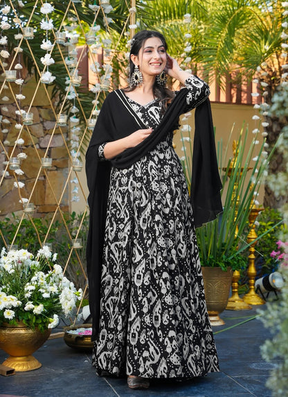 Heavy Rayon stunning Beautiful digital printed Ethnic wear gown set collection