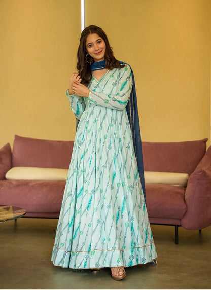 Heavy Rayon Beautiful digital printed Ethnic wear gown set collection