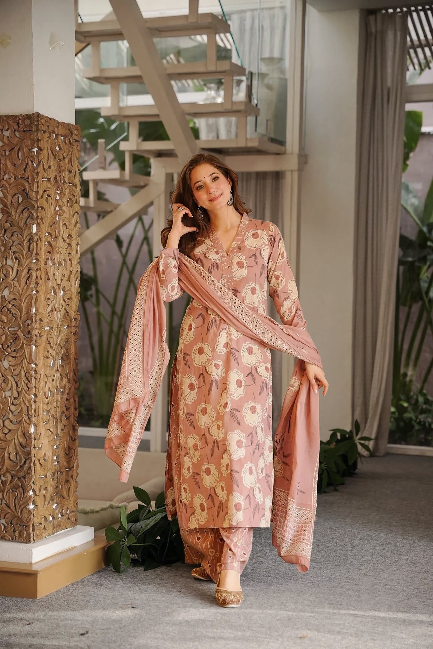 Dusty Pink Bloom 3-Piece Suit Set