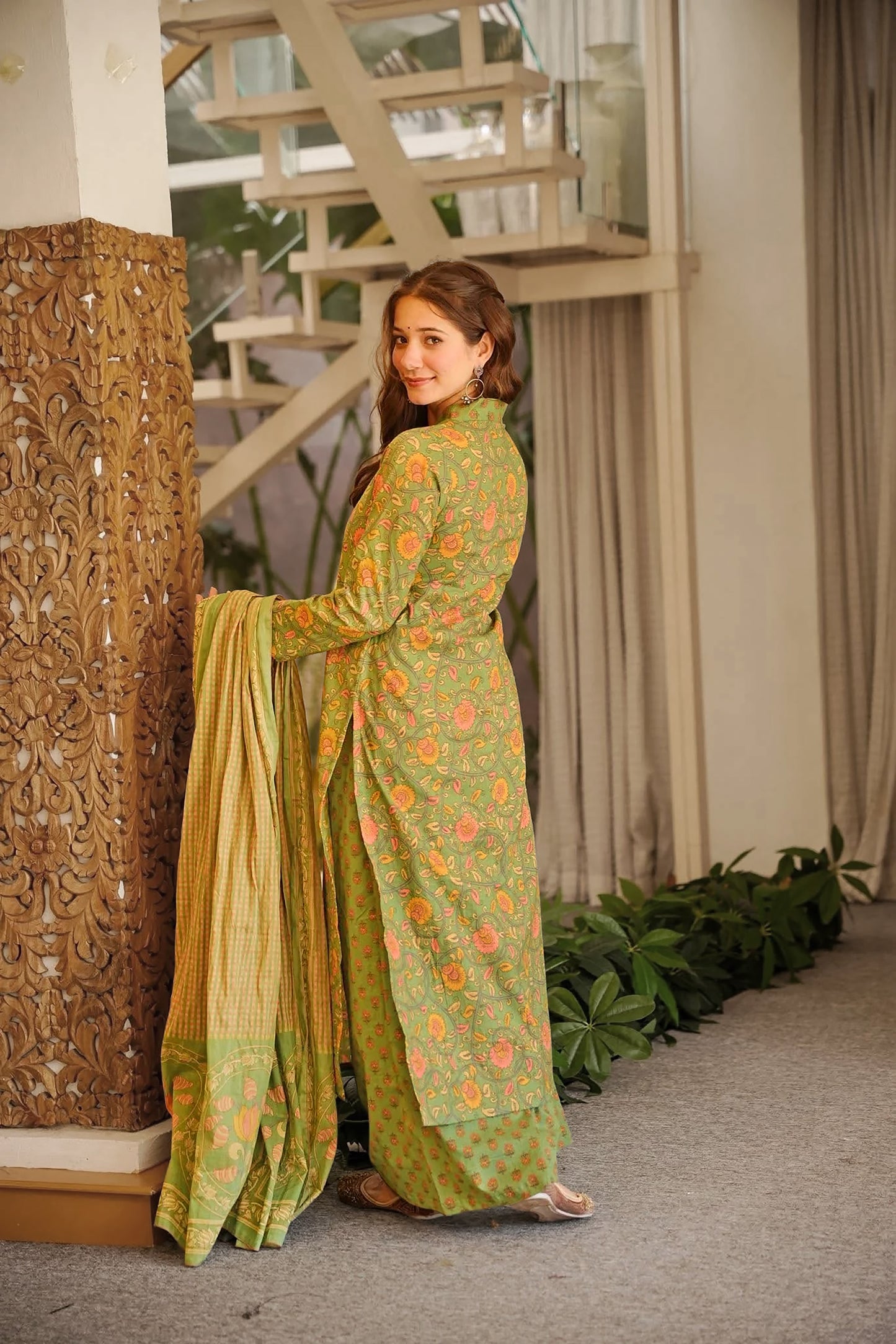 Pistachio Floral Designer Suit