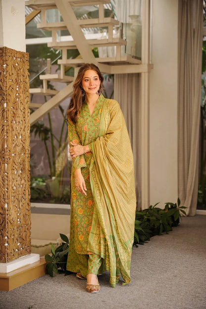 Pistachio Floral Designer Suit