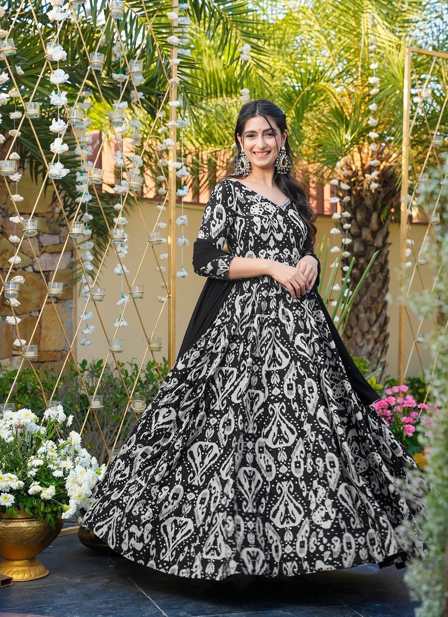 Heavy Rayon stunning Beautiful digital printed Ethnic wear gown set collection
