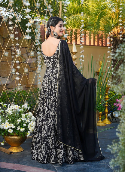 Heavy Rayon stunning Beautiful digital printed Ethnic wear gown set collection