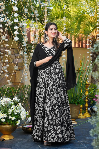 Heavy Rayon stunning Beautiful digital printed Ethnic wear gown set collection