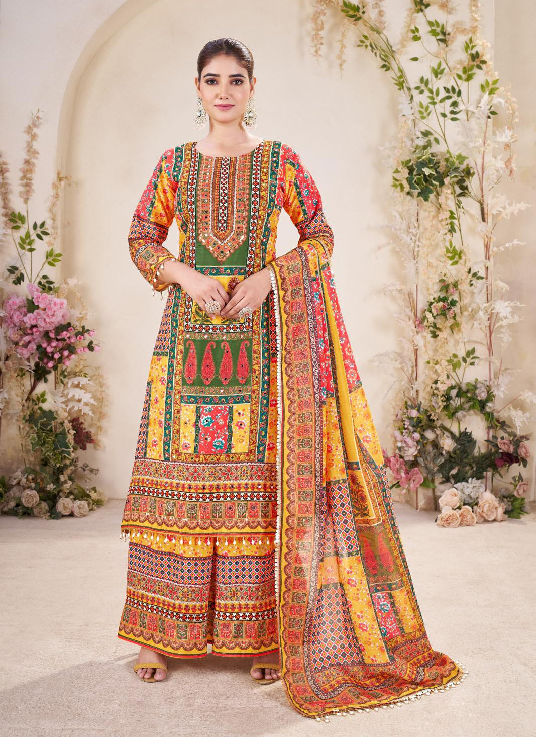 MOST VIRAL PAKISTANI SUIT WITH DUPATTA SET Multicolor