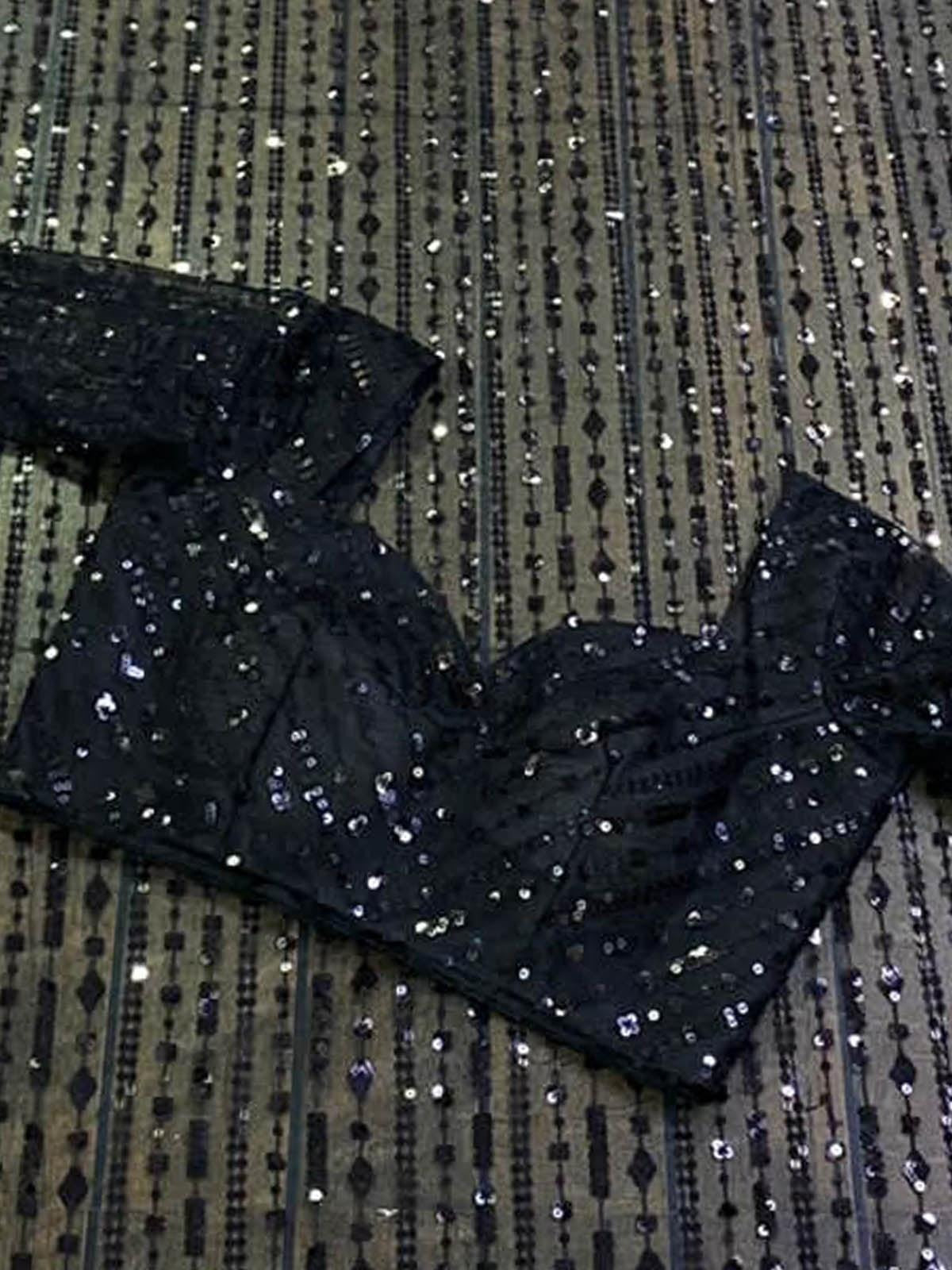 Black Net Sequin Party Wear Saree