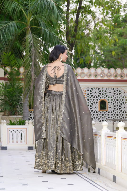 Moonstone Grey Embroidered Lehenga