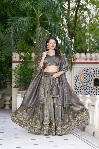 Moonstone Grey Embroidered Lehenga