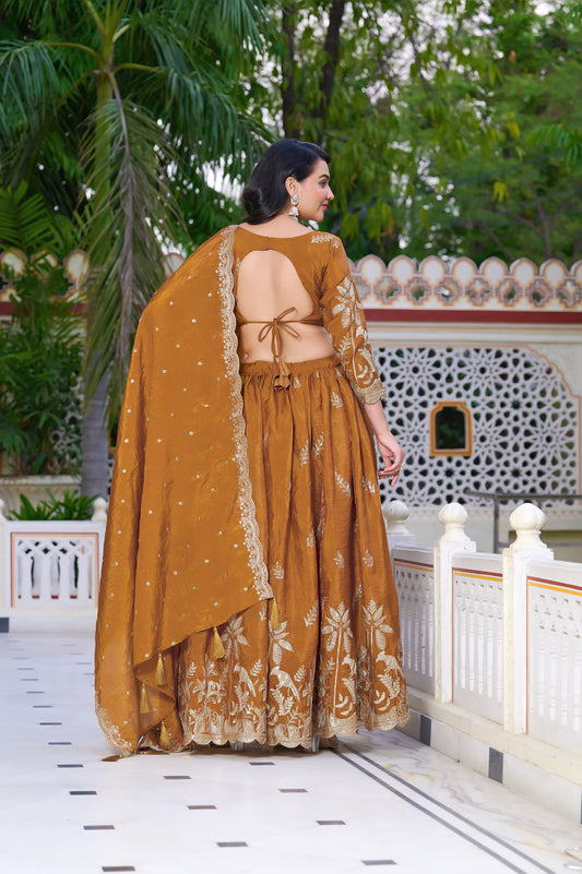 Rust Amber Heritage Lehenga