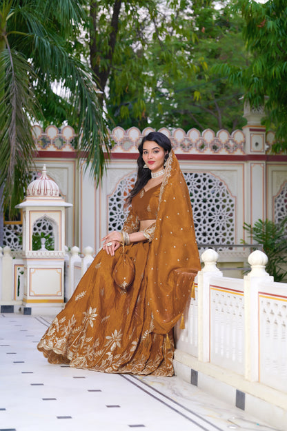 Rust Amber Heritage Lehenga