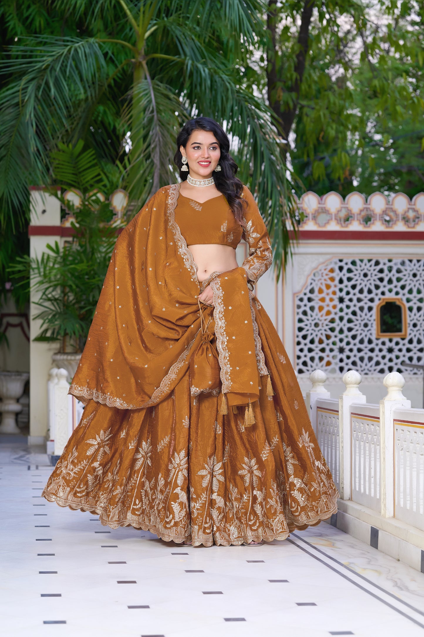 Rust Amber Heritage Lehenga