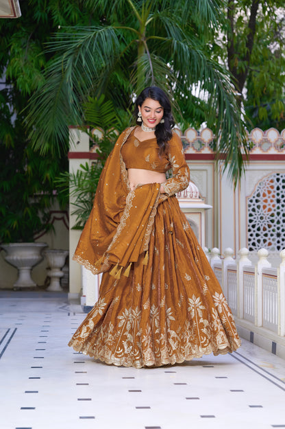 Rust Amber Heritage Lehenga