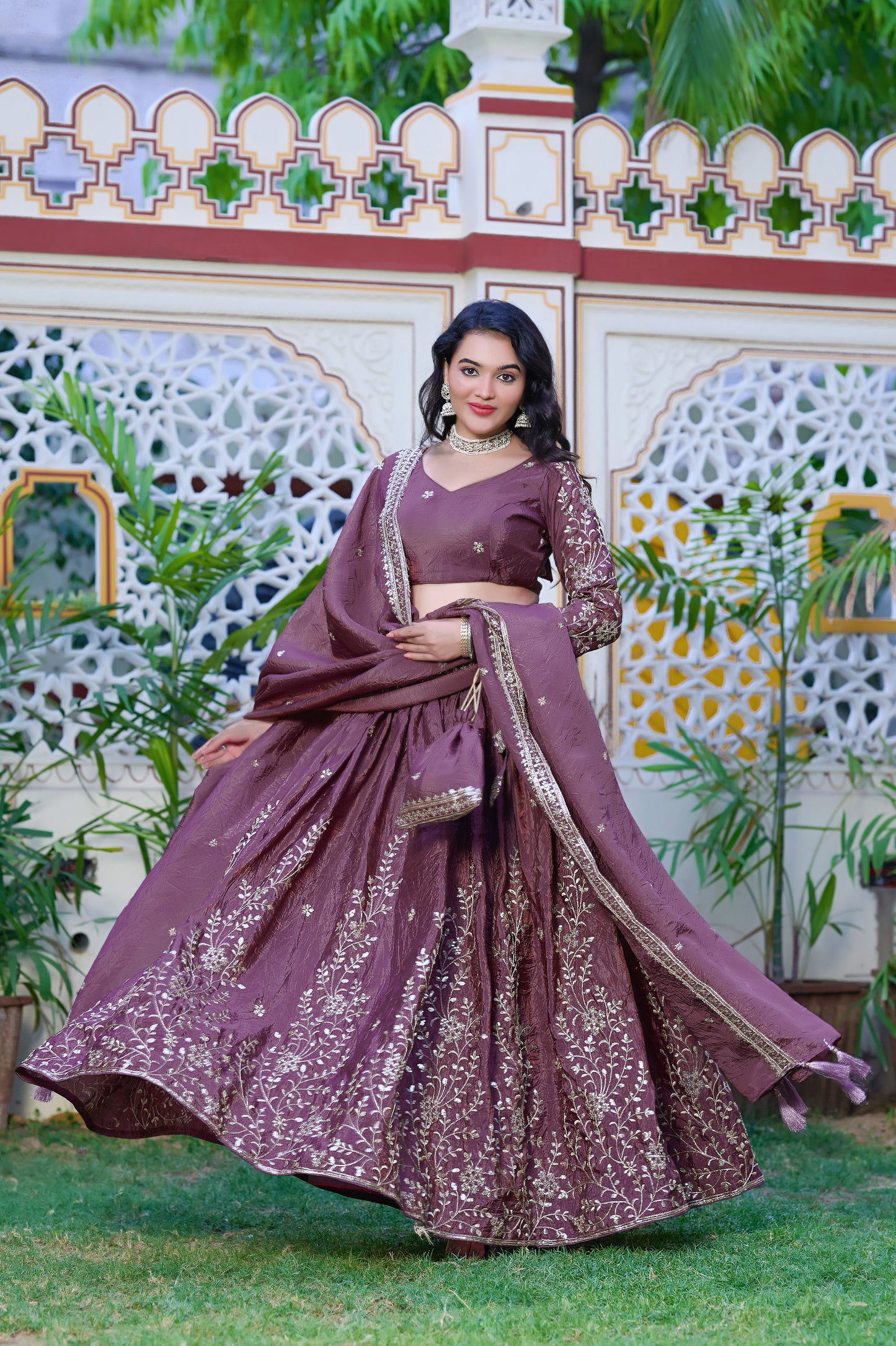 Rose Petal Embroidered Lehenga