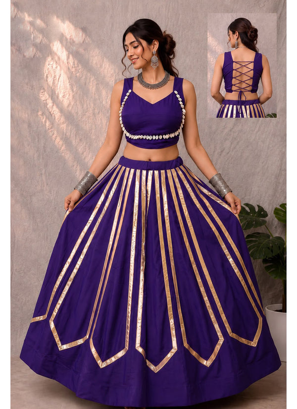 Purple Rayon Printed Readymade Navratri Lehenga Choli