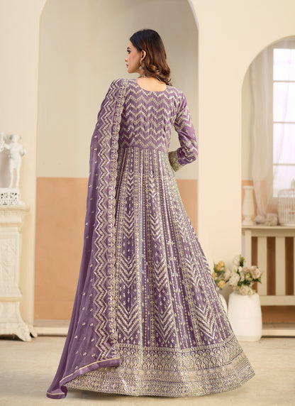 Georgette Havey Party wear gown purple colour