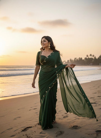 NEW COLOR SABHYASACHI INSPIRE DESIGNER MADHUBALA BLOUSE WITH SAREE
