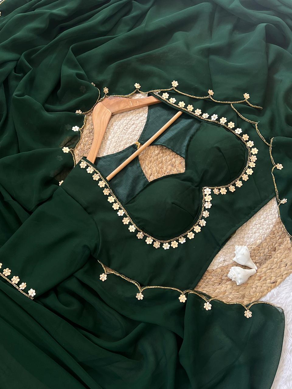 NEW COLOR SABHYASACHI INSPIRE DESIGNER MADHUBALA BLOUSE WITH SAREE