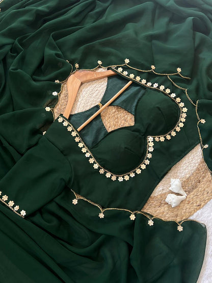 NEW COLOR SABHYASACHI INSPIRE DESIGNER MADHUBALA BLOUSE WITH SAREE
