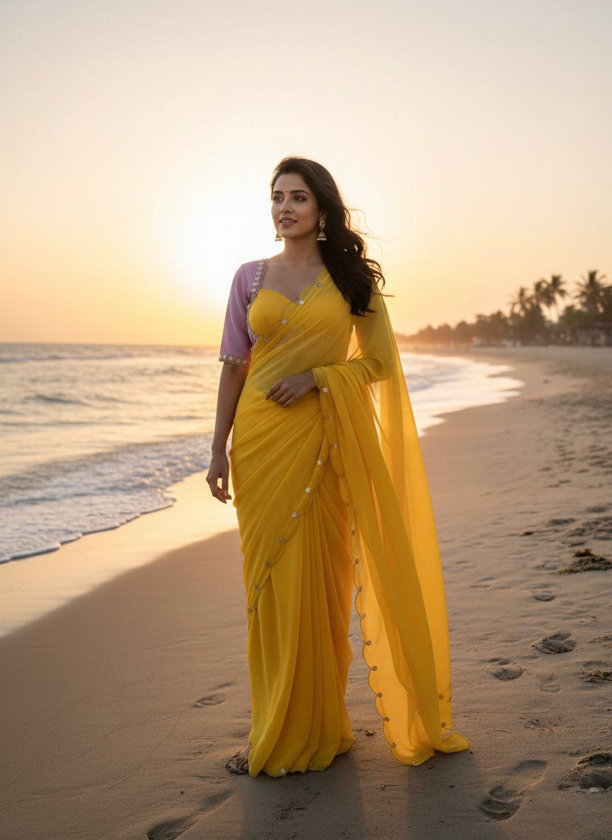NEW COLOR SABHYASACHI INSPIRE DESIGNER MADHUBALA BLOUSE WITH SAREE