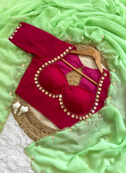 NEW COLOR SABHYASACHI INSPIRE DESIGNER MADHUBALA BLOUSE WITH SAREE