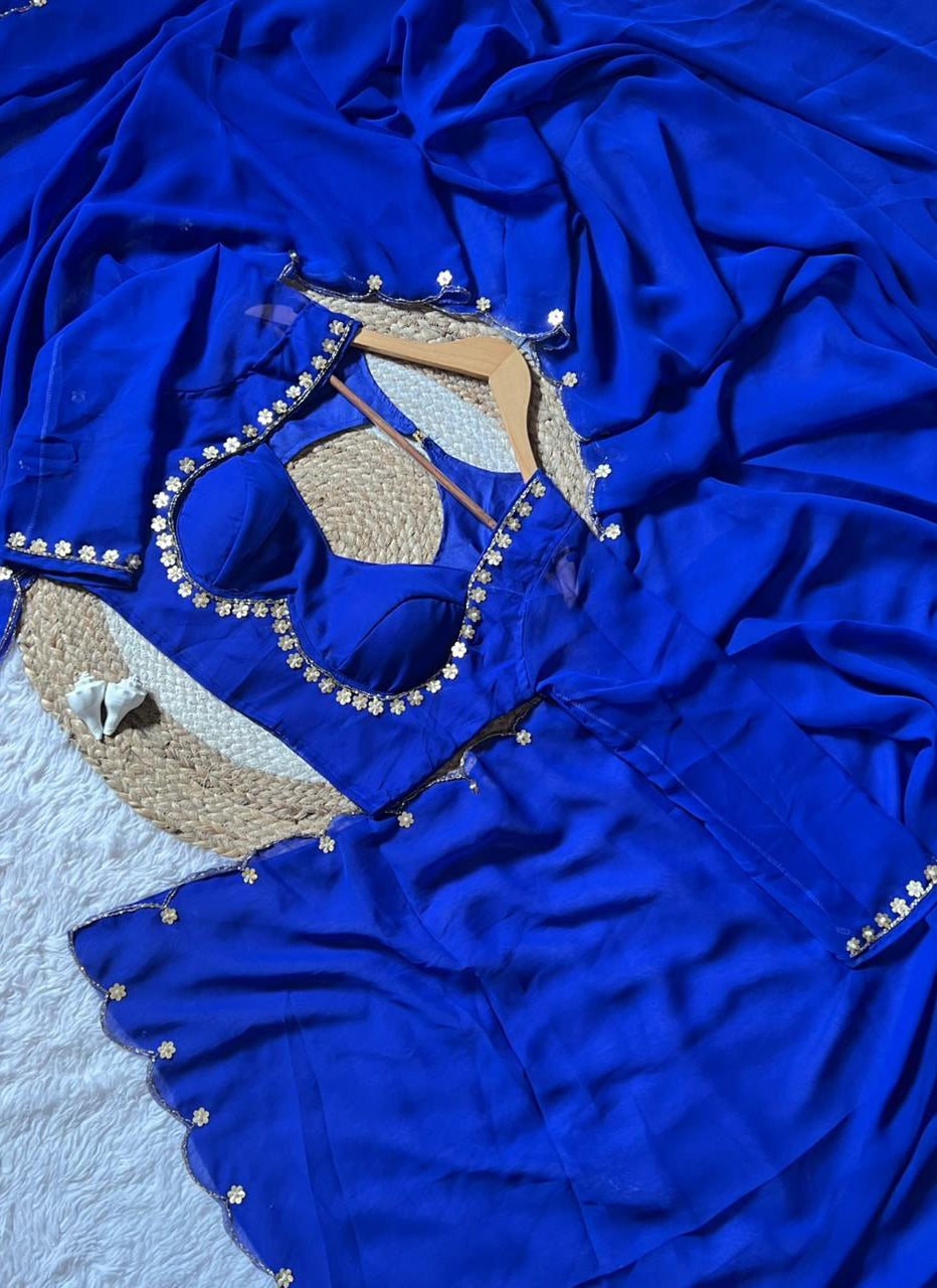 NEW COLOR SABHYASACHI INSPIRE DESIGNER MADHUBALA BLOUSE WITH SAREE