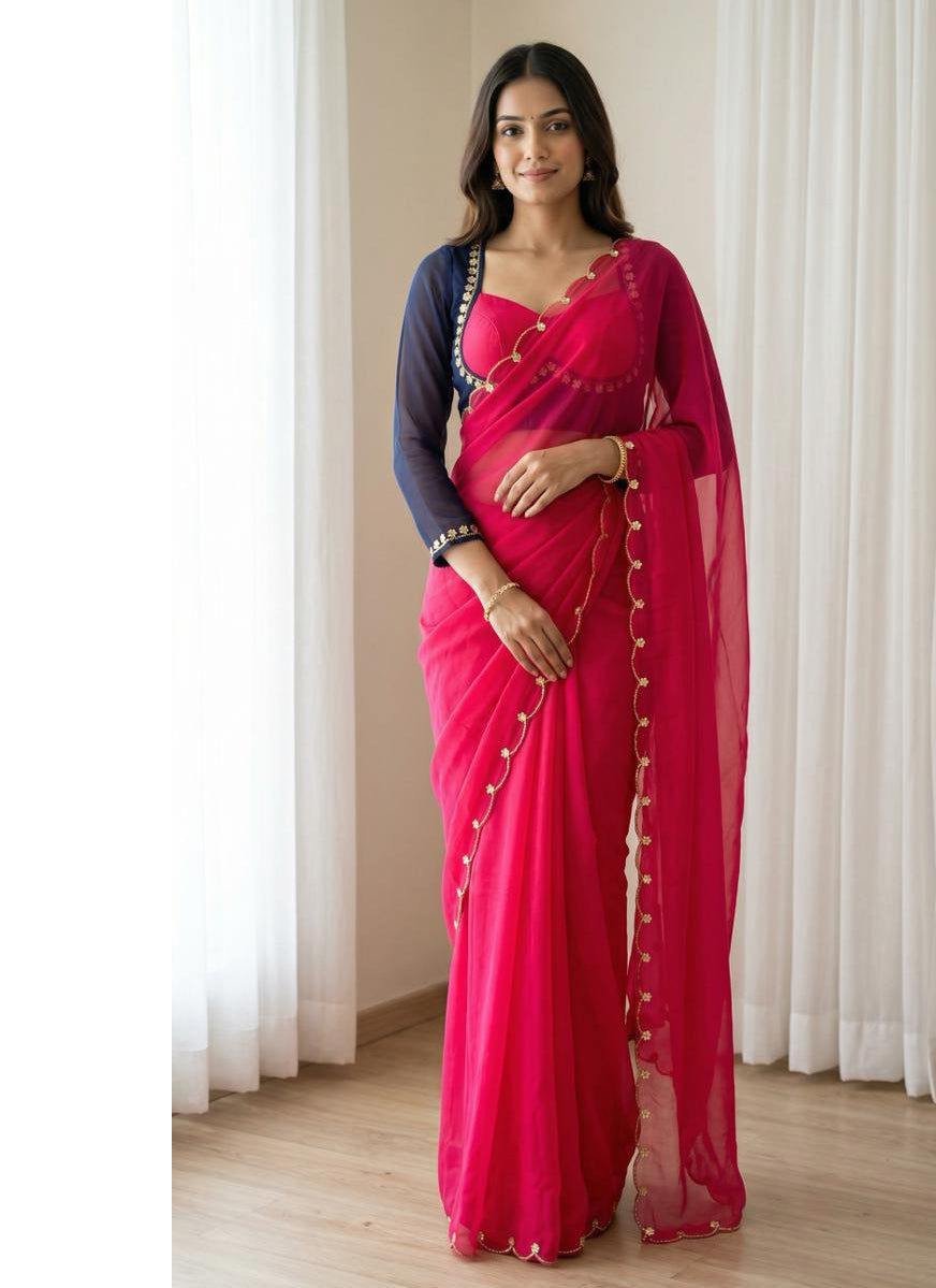 NEW COLOR SABHYASACHI INSPIRE DESIGNER MADHUBALA BLOUSE WITH SAREE