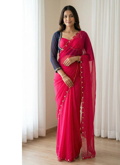 NEW COLOR SABHYASACHI INSPIRE DESIGNER MADHUBALA BLOUSE WITH SAREE