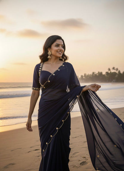 NEW COLOR SABHYASACHI INSPIRE DESIGNER MADHUBALA BLOUSE WITH SAREE