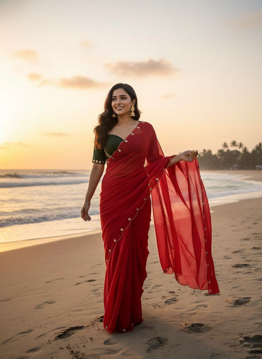 NEW COLOR SABHYASACHI INSPIRE DESIGNER MADHUBALA BLOUSE WITH SAREE