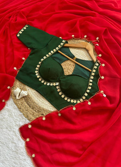 NEW COLOR SABHYASACHI INSPIRE DESIGNER MADHUBALA BLOUSE WITH SAREE