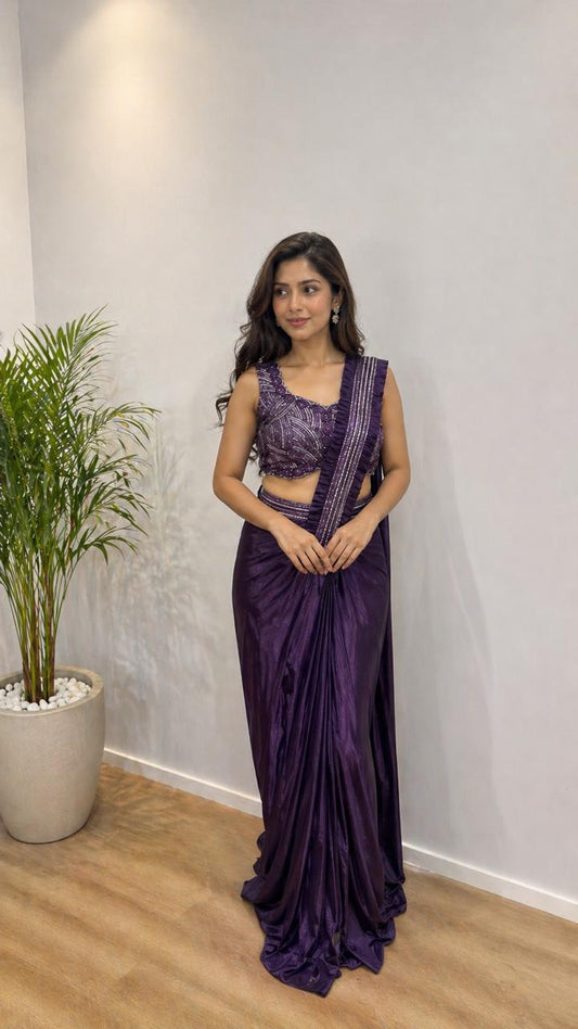 Royal Purple Ready-to-Wear Saree