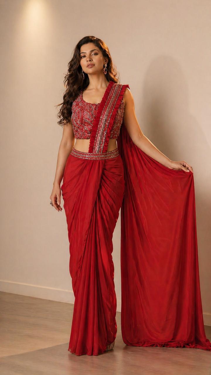 Royal Purple Ready-to-Wear Saree