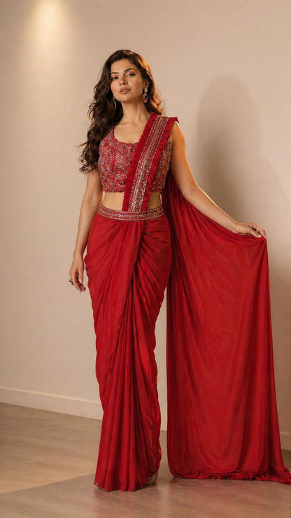 Royal Purple Ready-to-Wear Saree