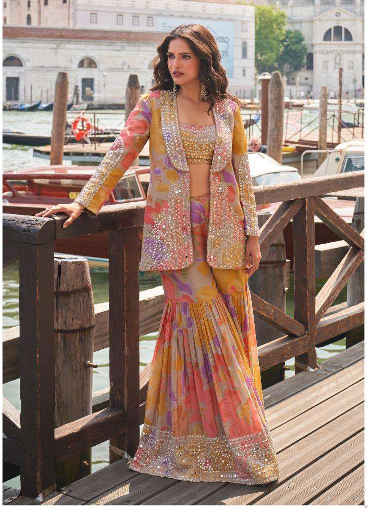 Designer Partywear cord set siquance work & mirror work